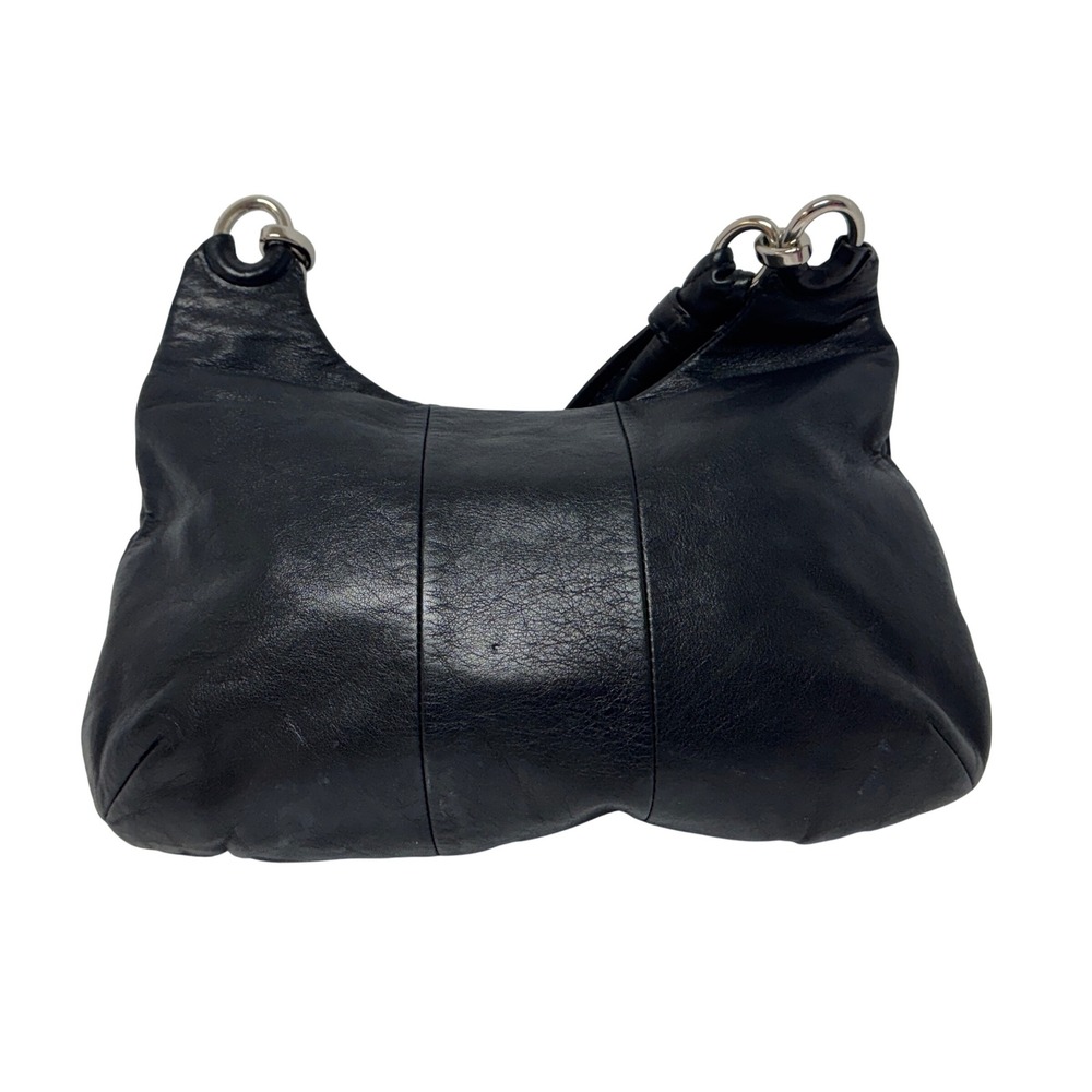Coach Black Leather Shoulder Bag Flap Turnlock Closure Silver Hardware Hobo‎ - Picture 3 of 12